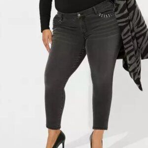 Torrid Perfect Skinny Ankle Vintage Stretch Mid-Rise Jean Black Size 26S